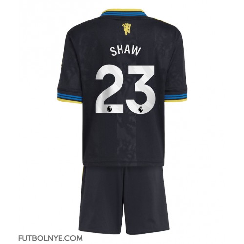 Camiseta Manchester United Luke Shaw #23 Tercera Equipación para niños 2025-26 manga corta (+ pantalones cortos)